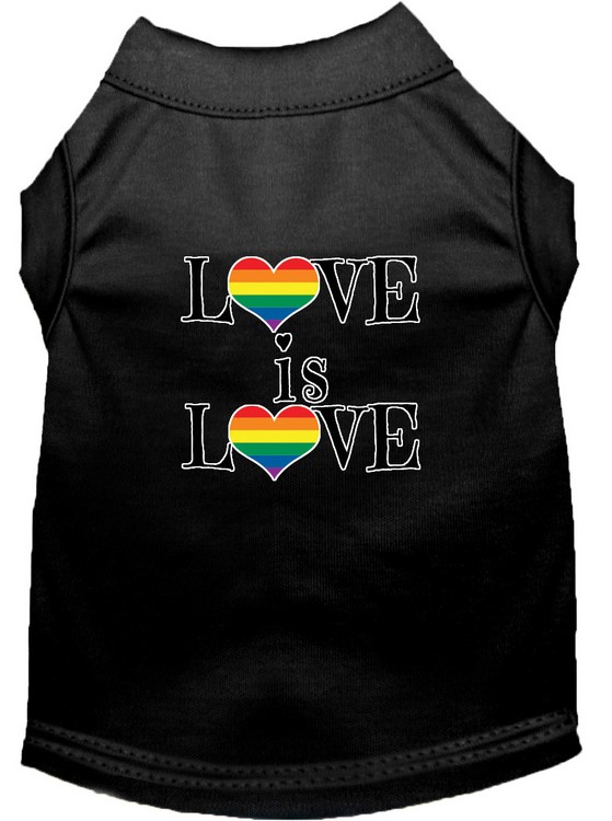 Love is Love Screen Print Dog Shirt Black XS